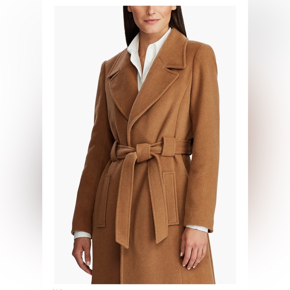 Ralph Lauren wool belted waist camel coat. New without tags